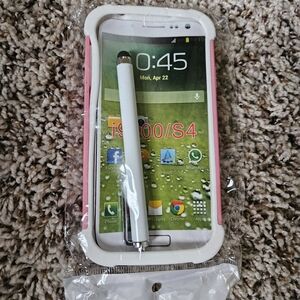 Samsung Galaxy S4 White and Pink Case with Stylus NWT